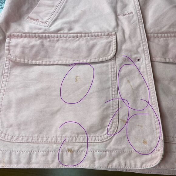 L.L. Bean Vintage Barn Jacket Chore Coat Pink With Brown Corduroy Size Small - Picture 7 of 12